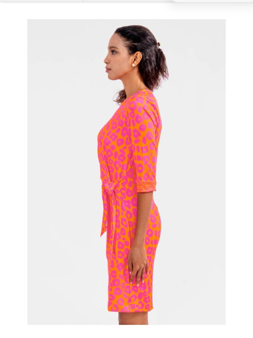 Gretchen Scott Knot-Waist sheath Dress in Pink & Orange Leopard print NWT XXL